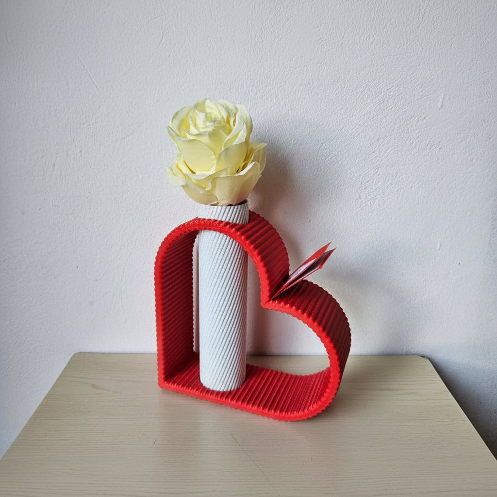 Afnan Gifts Red Heart Valentine's Day Showpiece With Vase Decorative Showpiece