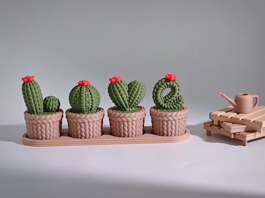 Afnan Gifts Love Knitted Cactus Décor Set (Threaded Design)