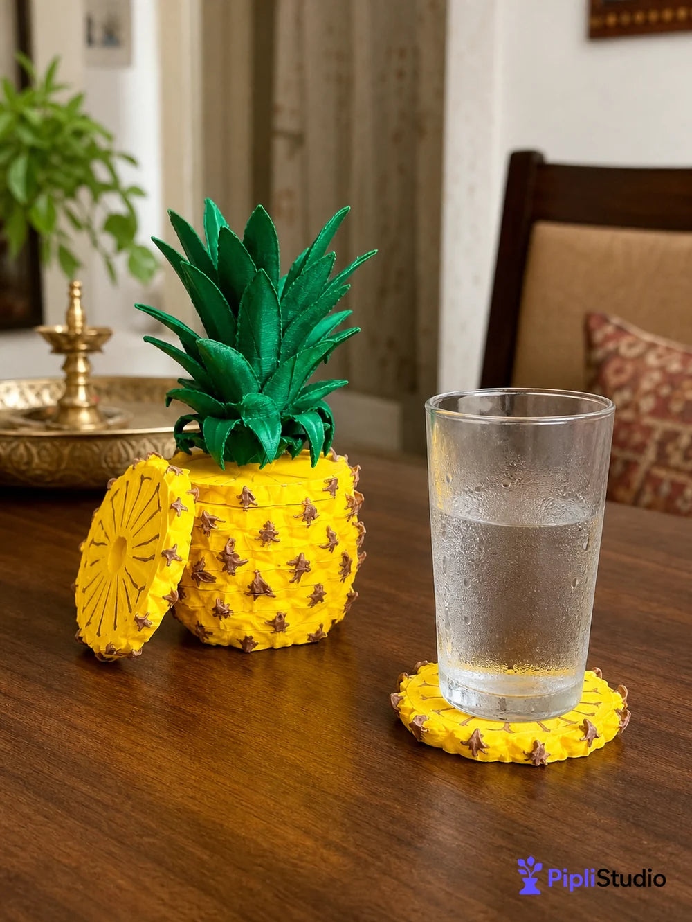 Afnan Gifts Pineapple Coaster Set (8 Pcs In One Set)