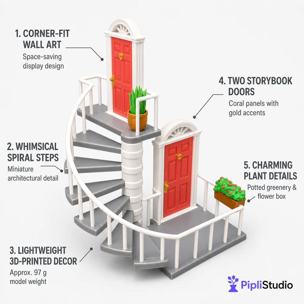 Afnan Gifts Whimsical Corner Staircase Wall Decor – Space-Saving Art