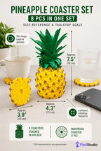 Afnan Gifts Pineapple Coaster Set (8 Pcs In One Set)